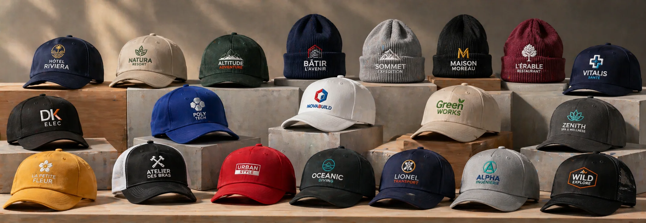 Casquettes et bonnets personnalis&eacute;s brod&eacute;s pour entreprises dans le Val-d'Oise - Kom&eacute;r&egrave;s