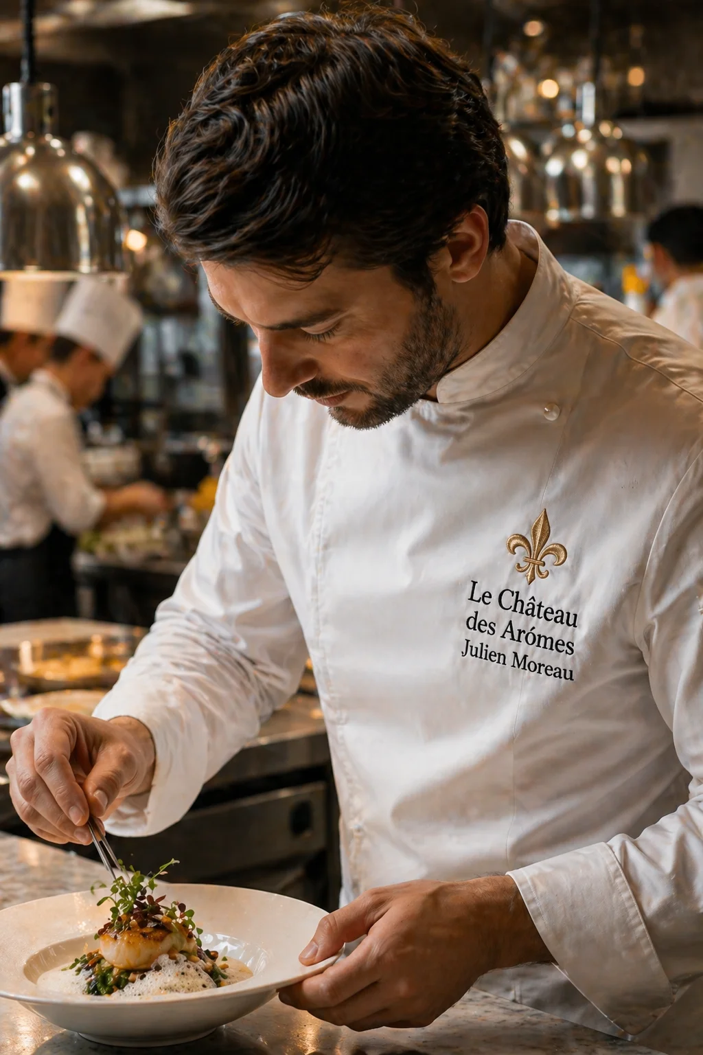 Broderie sur tenue de chef cuisinier personnalis&eacute;e en &Icirc;le-de-France - Kom&eacute;r&egrave;s
