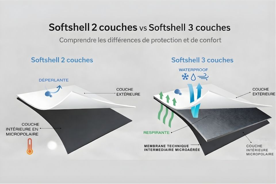 Difference entre softshell 2 et 3 couches