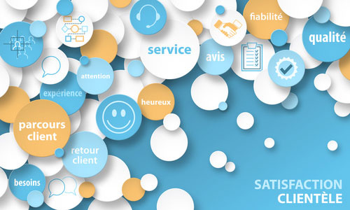Recueil et analyse des témoignages clients grâce à l'expertise de notre agence web 95 Komérès bannière concept satisfaction clientèle