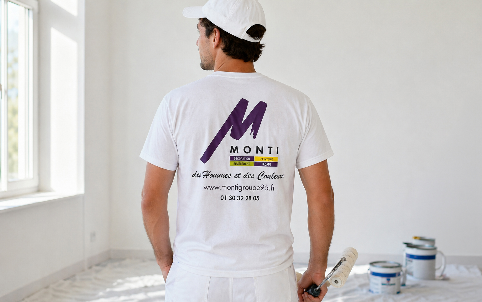 Marquage DTF dos t-shirt professionnel Monti Ennery - Komérès Dos du t-shirt personnalisé DTF Monti avec marquage logo au centre - réalisation Komérès